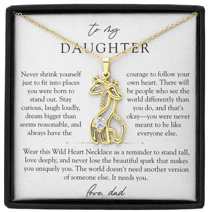 To Daughter From Dad Wild Heart Giraffe Necklace