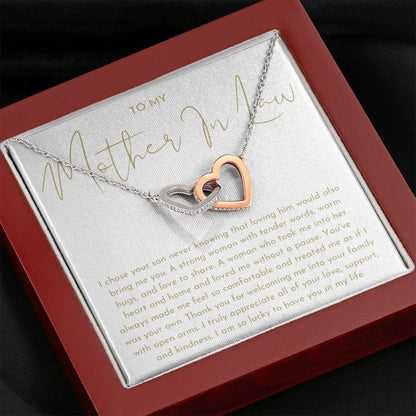 Mother In Law Gift (I Chose Your Son) Interlocking Hearts Necklace - Heartfelt Collection