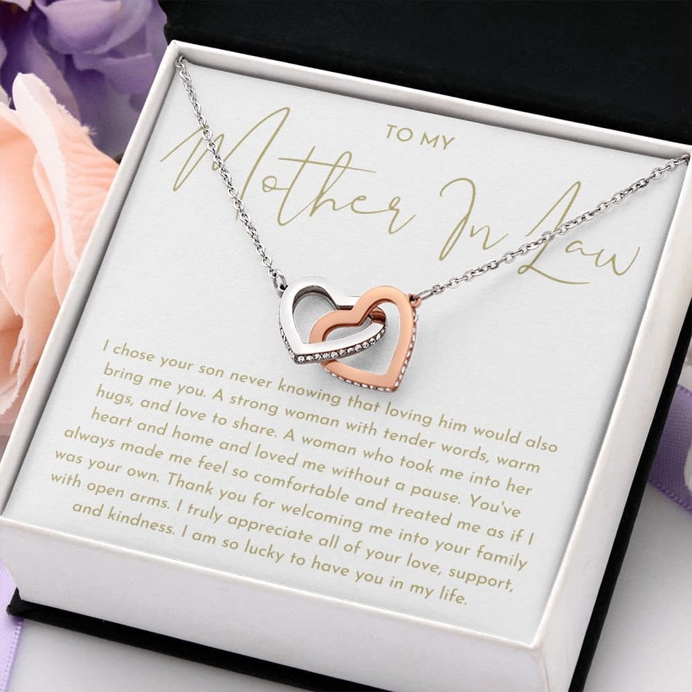 Mother In Law Gift (I Chose Your Son) Interlocking Hearts Necklace - Heartfelt Collection