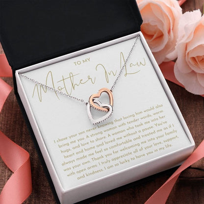 Mother In Law Gift (I Chose Your Son) Interlocking Hearts Necklace - Heartfelt Collection