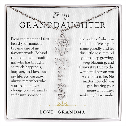 Granddaughter Birth Flower Custom Name Necklace | A Name So Precious